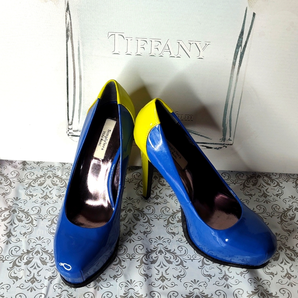 Simply Vera Wang Pump 5" High Heels Lime Green and Blue Size 6